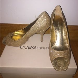 BCBG sparkly gold heels!